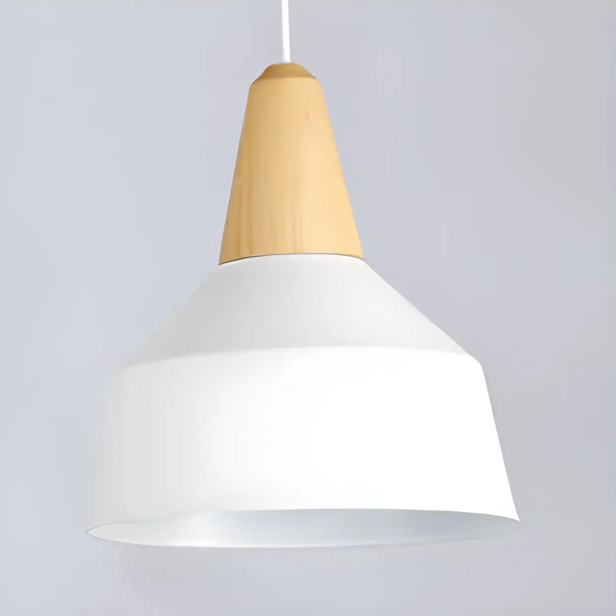Contemporary Nordic Cone Wood Study Black Pendant Light Image - 10