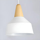 Contemporary Nordic Cone Wood Study Black Pendant Light Image - 10