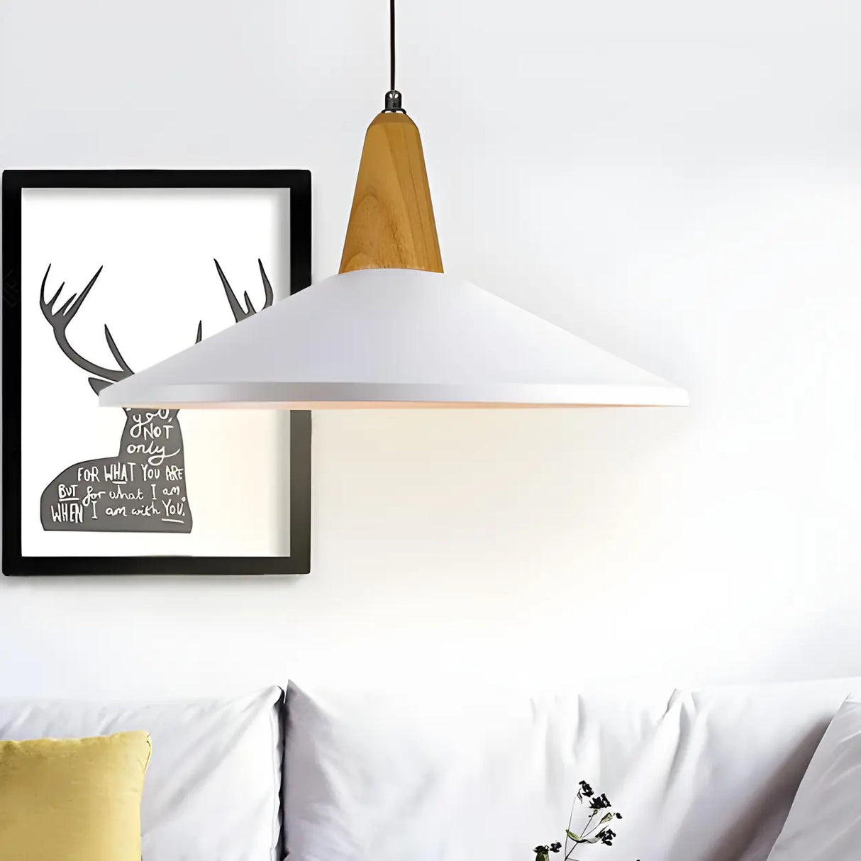 Contemporary Nordic Cone Wood Study Black Pendant Light Image - 11