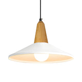 Contemporary Nordic Cone Wood Study Black Pendant Light Image - 12
