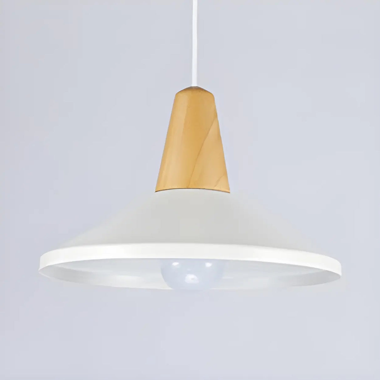 Contemporary Nordic Cone Wood Study Black Pendant Light Image - 13