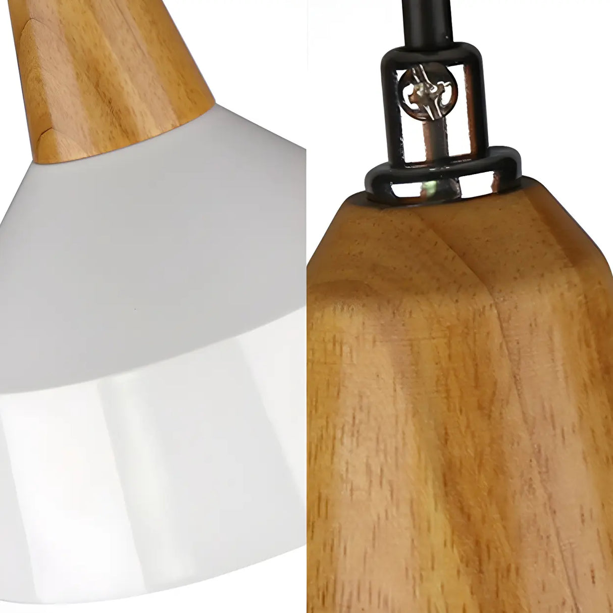 Contemporary Nordic Cone Wood Study Black Pendant Light Image - 14