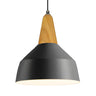 Contemporary Nordic Cone Wood Study Black Pendant Light Image - 4