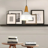 Contemporary Nordic Cone Wood Study Black Pendant Light Image - 8