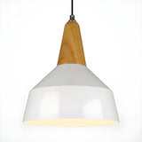 Contemporary Nordic Cone Wood Study Black Pendant Light Image - 9