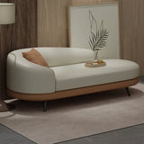 Contemporary Off White-Orange Leather Left-Arm Chaise Image - 1