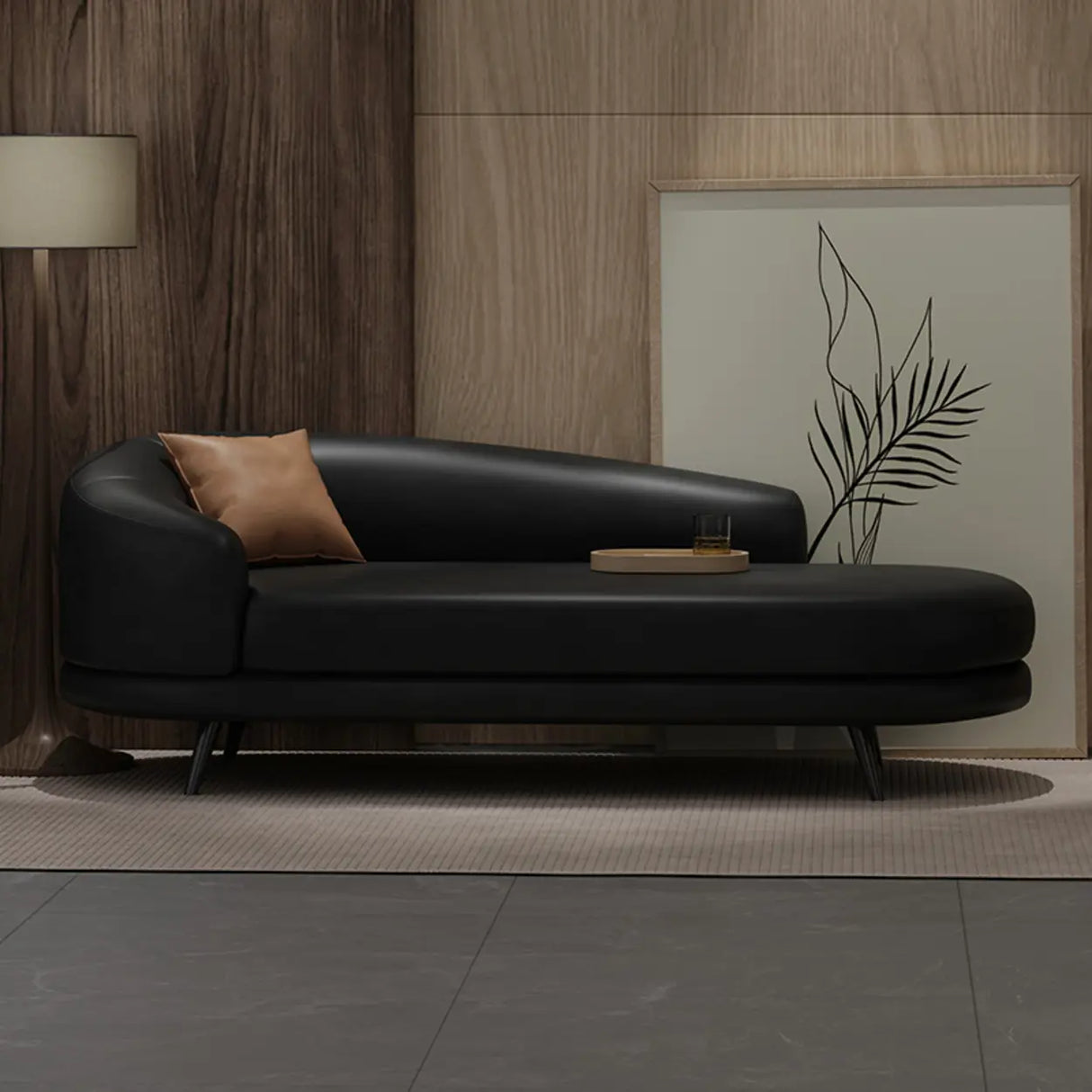 Contemporary Off White-Orange Leather Left-Arm Chaise Image - 10