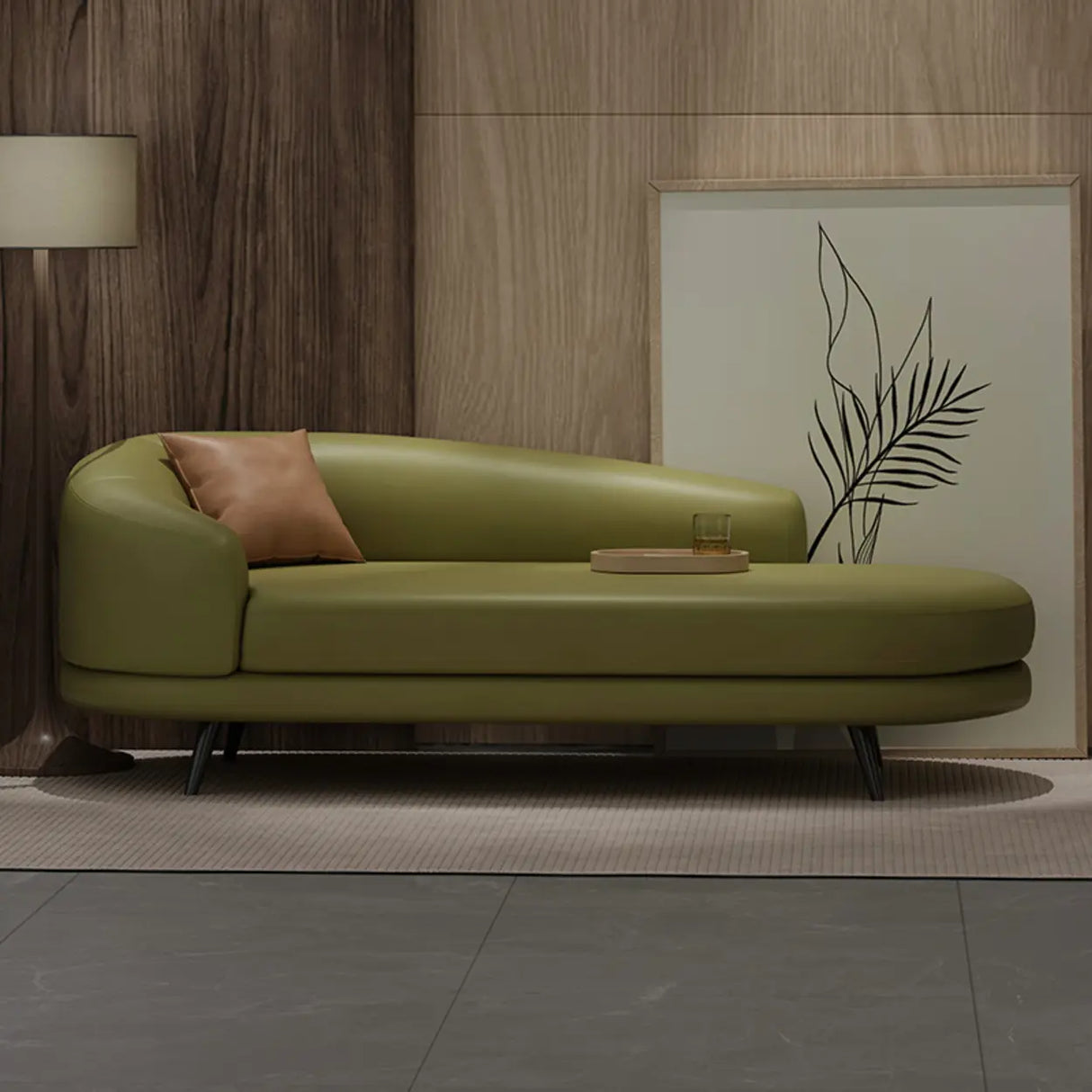 Contemporary Off White-Orange Leather Left-Arm Chaise Image - 13