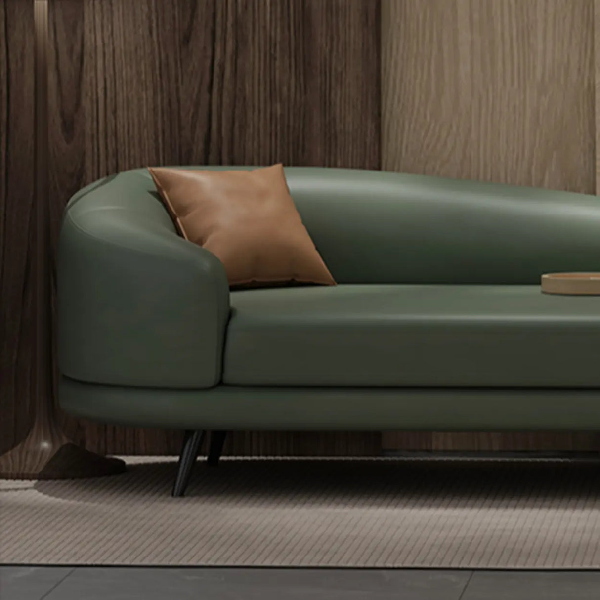 Contemporary Off White-Orange Leather Left-Arm Chaise Image - 14