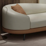 Contemporary Off White-Orange Leather Left-Arm Chaise Image - 18