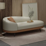 Contemporary Off White-Orange Leather Left-Arm Chaise Image - 2