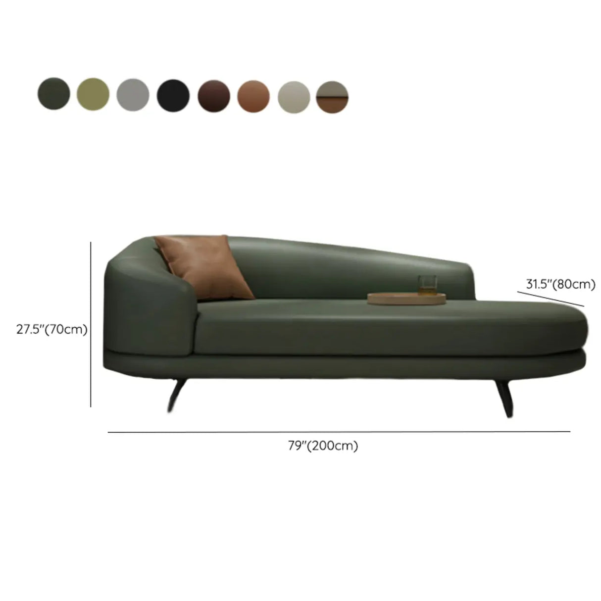 Contemporary Off White-Orange Leather Left-Arm Chaise 
