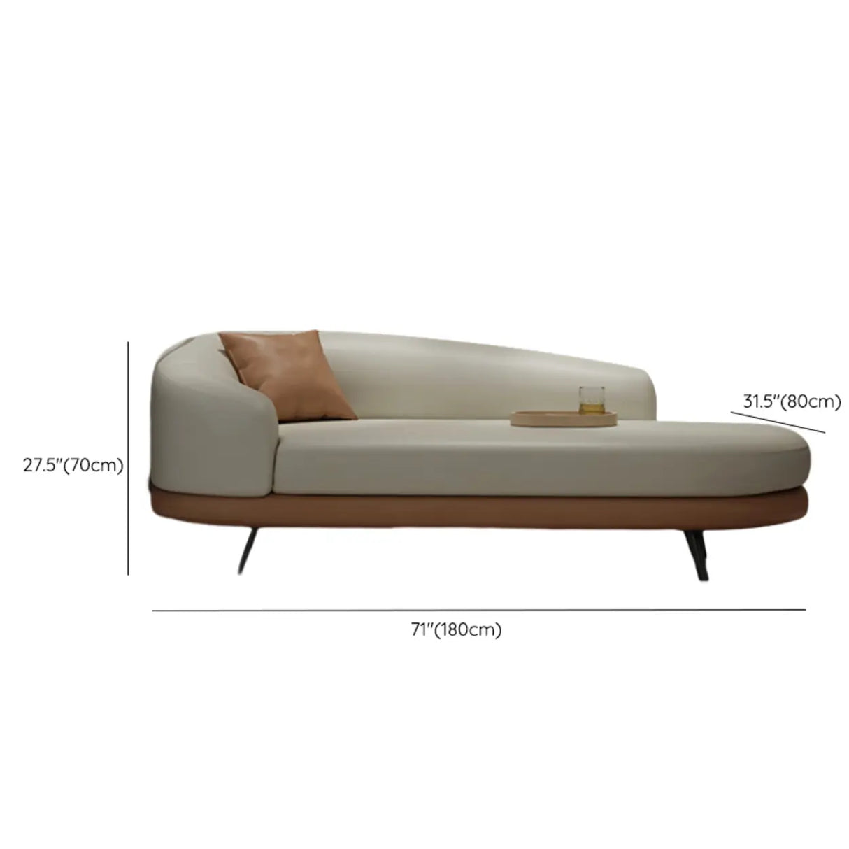 Contemporary Off White-Orange Leather Left-Arm Chaise Image - 22