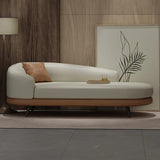 Contemporary Off White-Orange Leather Left-Arm Chaise Image - 4