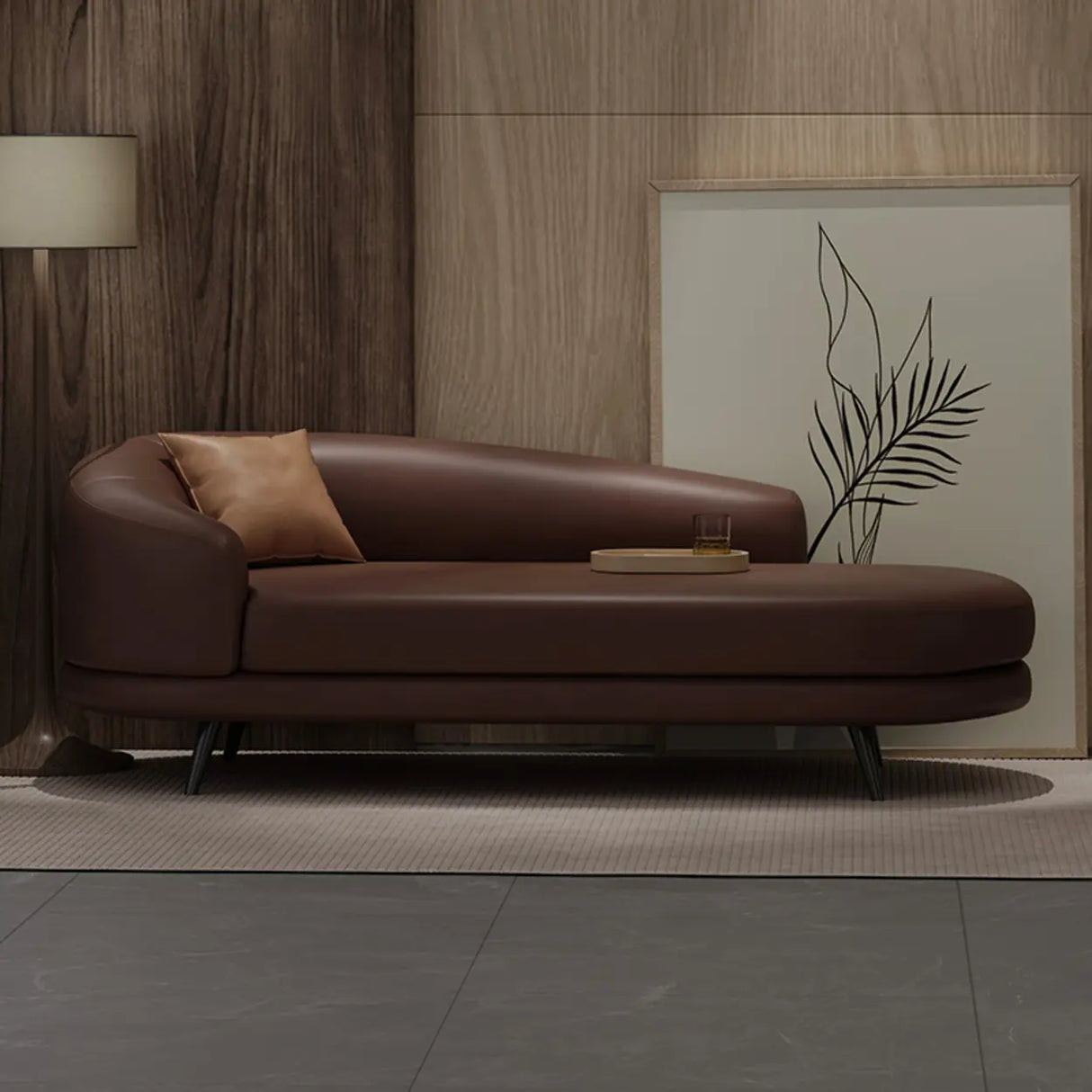 Contemporary Off White-Orange Leather Left-Arm Chaise Image - 7