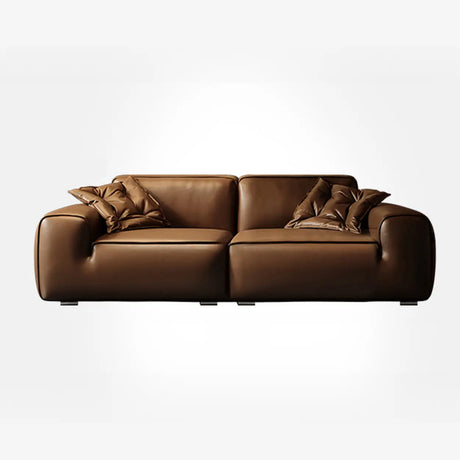 Contemporary Office Brown Large Seating Leather Sofa Image - 2