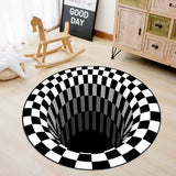 Contemporary Optical Illusion Round Cotton Area Rug Image - 3