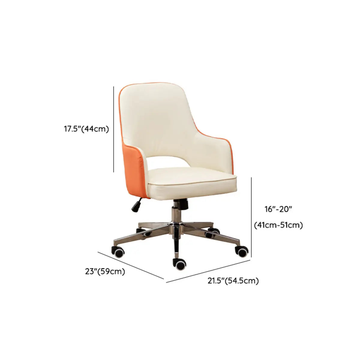 Contemporary Orange Swivel Ergonomic Leather Office Chair 