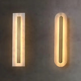Contemporary Oval Stone White Alabaster Bedroom Wall Sconce Image - 10