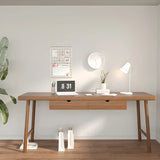 Contemporary Pine Wood Drawers H-Shape Writing Desk Image - 12