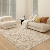 Contemporary Rectangle Leaf Fabric Apricot Area Rug Image - 3
