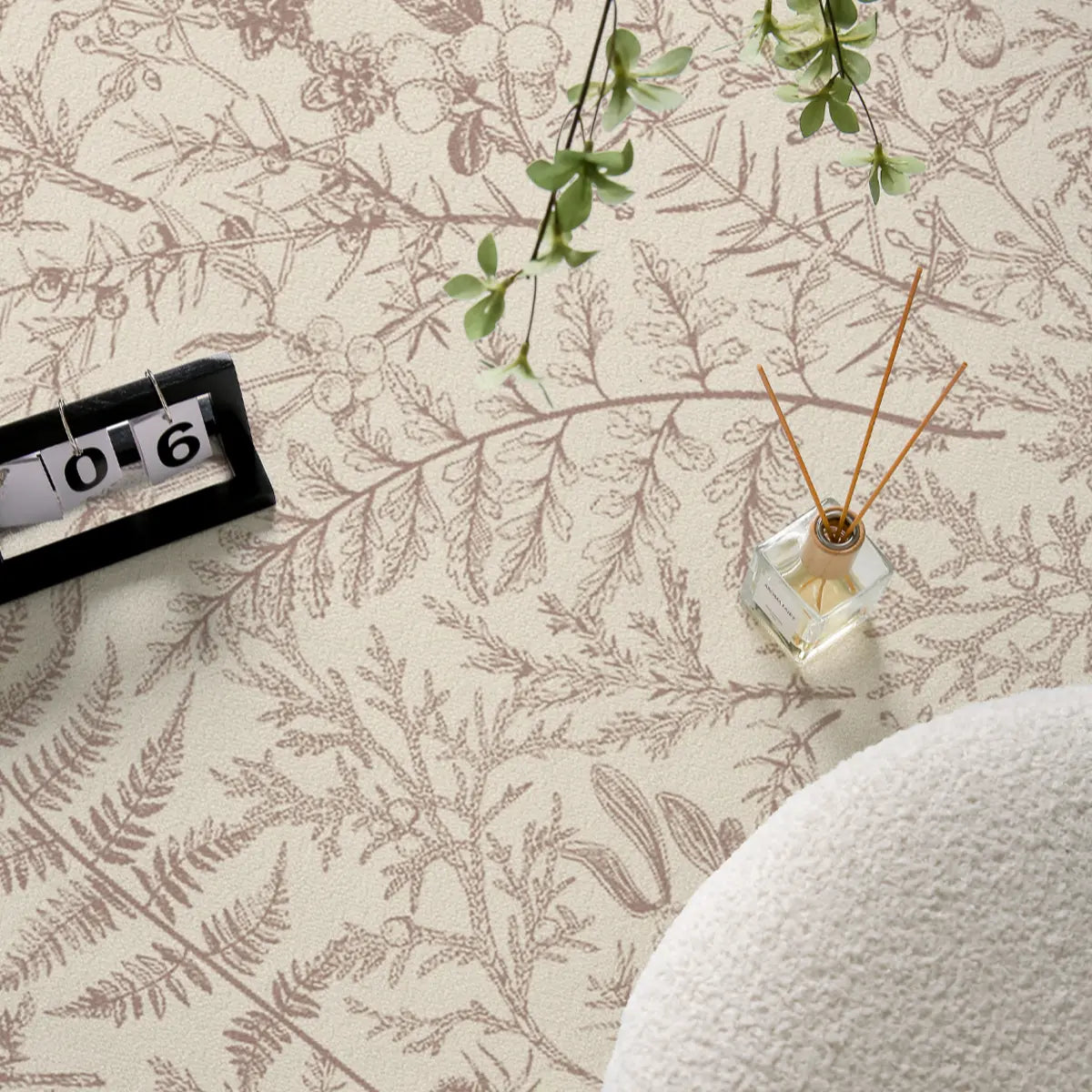 Contemporary Rectangle Leaf Fabric Apricot Area Rug Image - 6