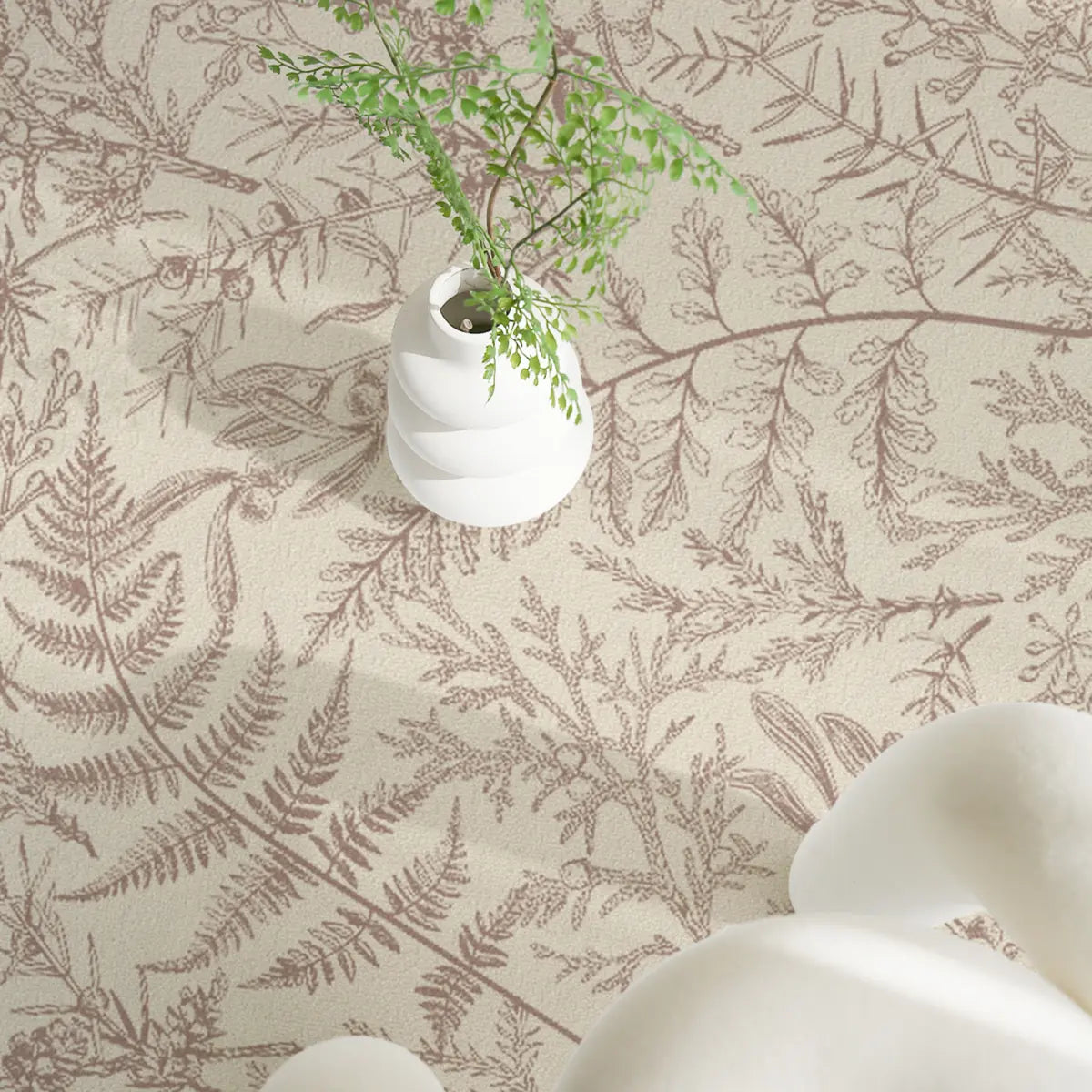 Contemporary Rectangle Leaf Fabric Apricot Area Rug Image - 7