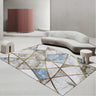 Contemporary Rectangle Microfiber Blue-Gold Area Rug Image - 11
