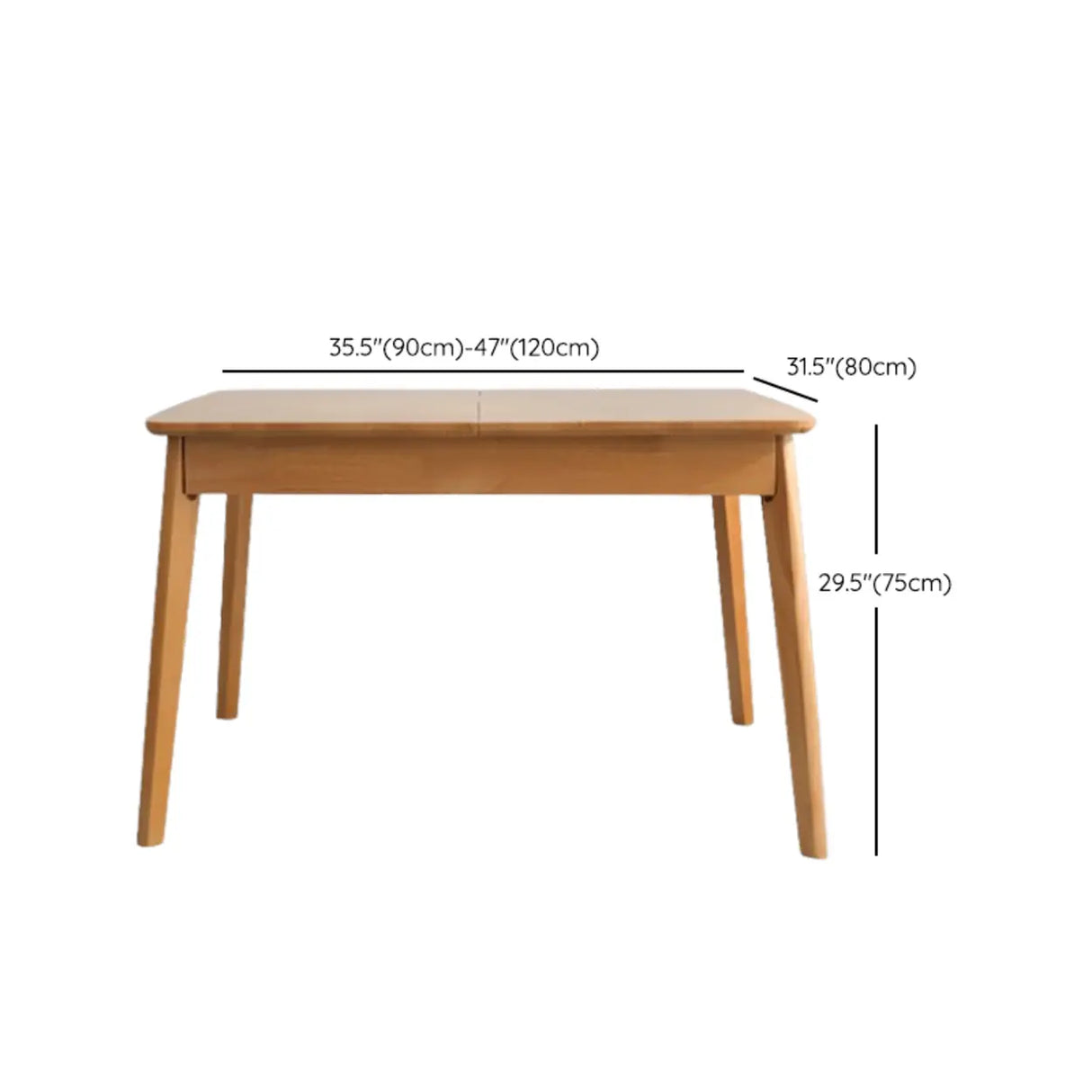 Contemporary Rectangle Natural Wood Extendable Dining Table Image - 13