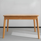 Contemporary Rectangle Natural Wood Extendable Dining Table Image - 3