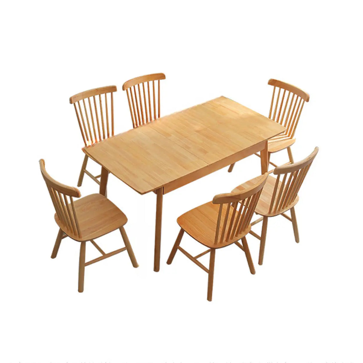 Contemporary Rectangle Natural Wood Extendable Dining Table Image - 6