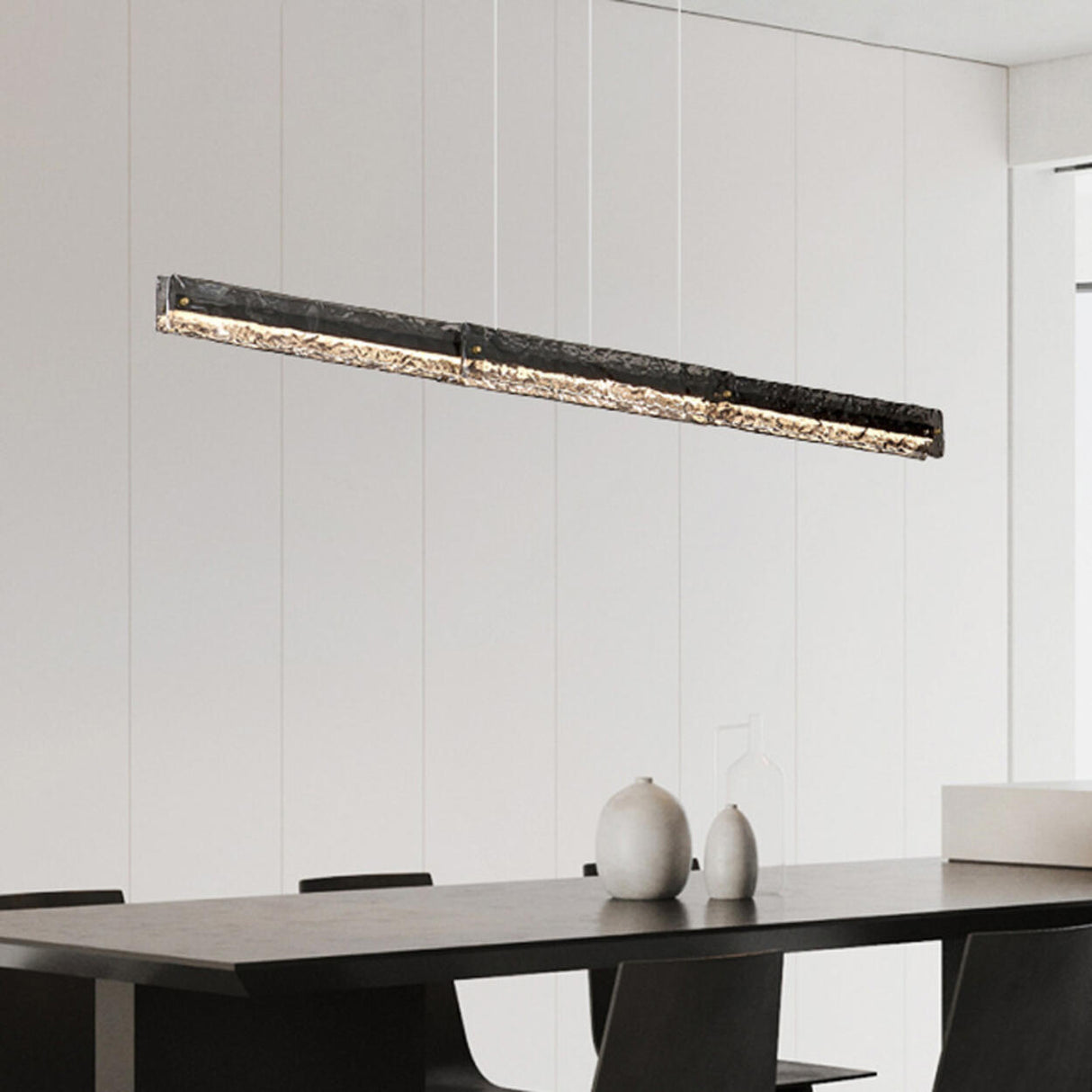 Contemporary Rectangle Textured Island Hanging Light Image - 1