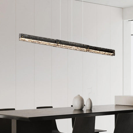 Contemporary Rectangle Textured Island Hanging Light Image - 1