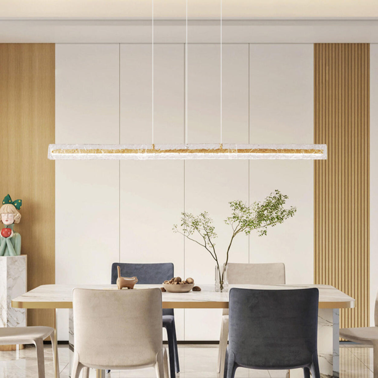 Contemporary Rectangle Textured Island Hanging Light Image - 3