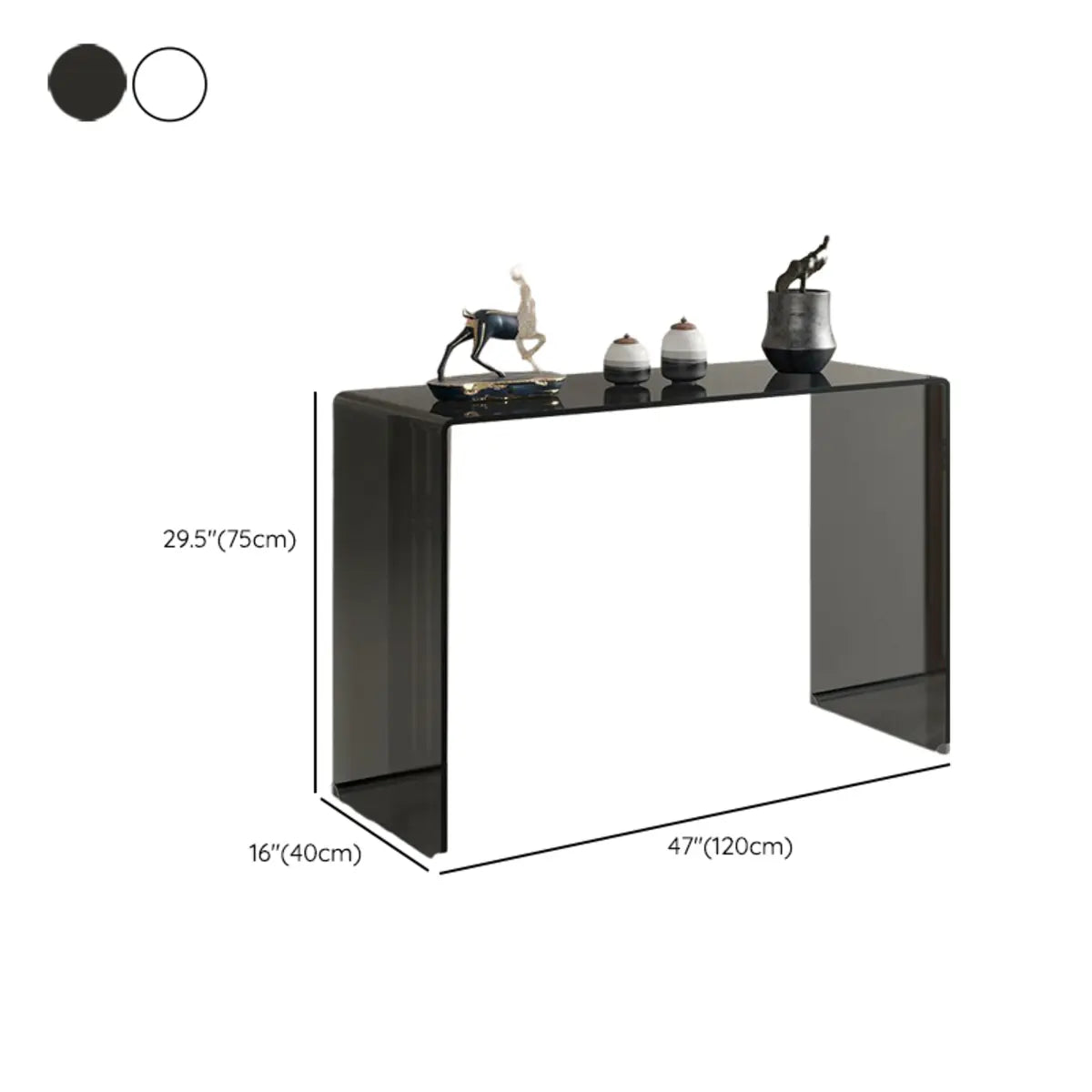 Contemporary Rectangular Black Glass Console Table Image - 13