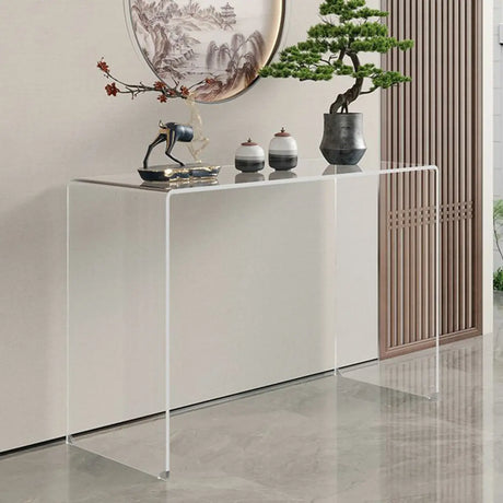 Contemporary Rectangular Black Glass Console Table Image - 2
