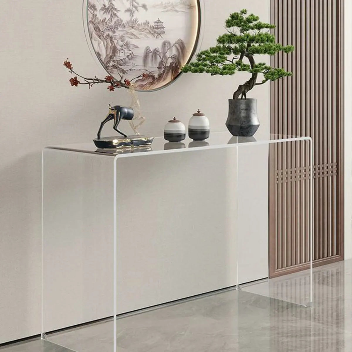 Contemporary Rectangular Black Glass Console Table Image - 4