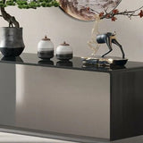 Contemporary Rectangular Black Glass Console Table Image - 5