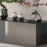Contemporary Rectangular Black Glass Console Table Image - 5