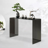 Contemporary Rectangular Black Glass Console Table Image - 6
