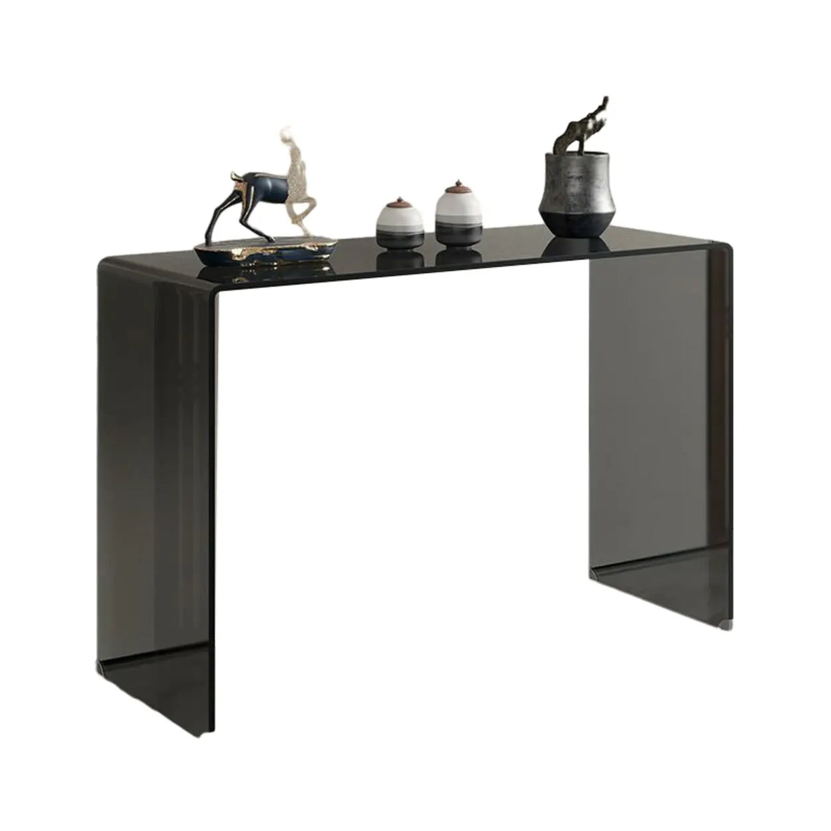 Contemporary Rectangular Black Glass Console Table Image - 7