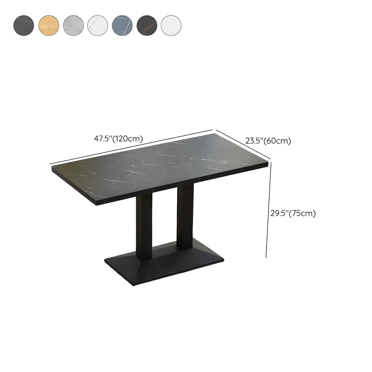 Contemporary Rectangular Black Wood Dining Table 