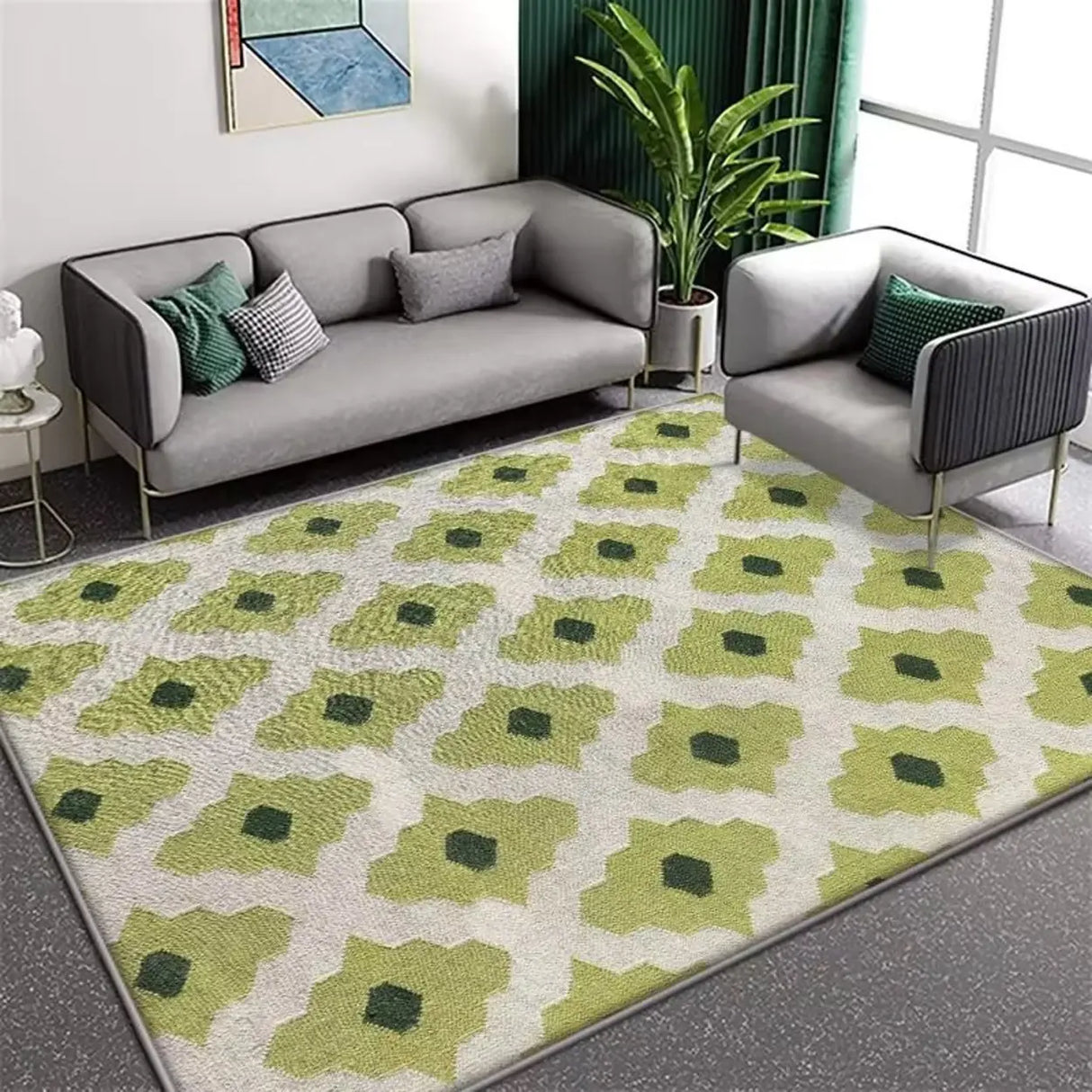 Contemporary Rectangular Fabric Gray Striped Area Rug Image - 17
