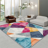 Contemporary Rectangular Fabric Gray Striped Area Rug Image - 19