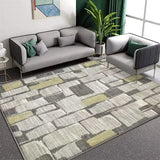 Contemporary Rectangular Fabric Gray Striped Area Rug Image - 4