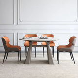 Contemporary Rectangular Gray Marble Extendable Dining Table Image - 10