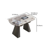 Contemporary Rectangular Gray Marble Extendable Dining Table #size