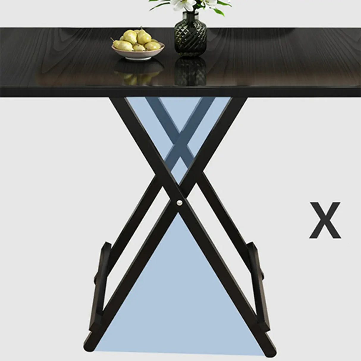 Contemporary Rectangular Wood Folding Black Dining Table Image - 13