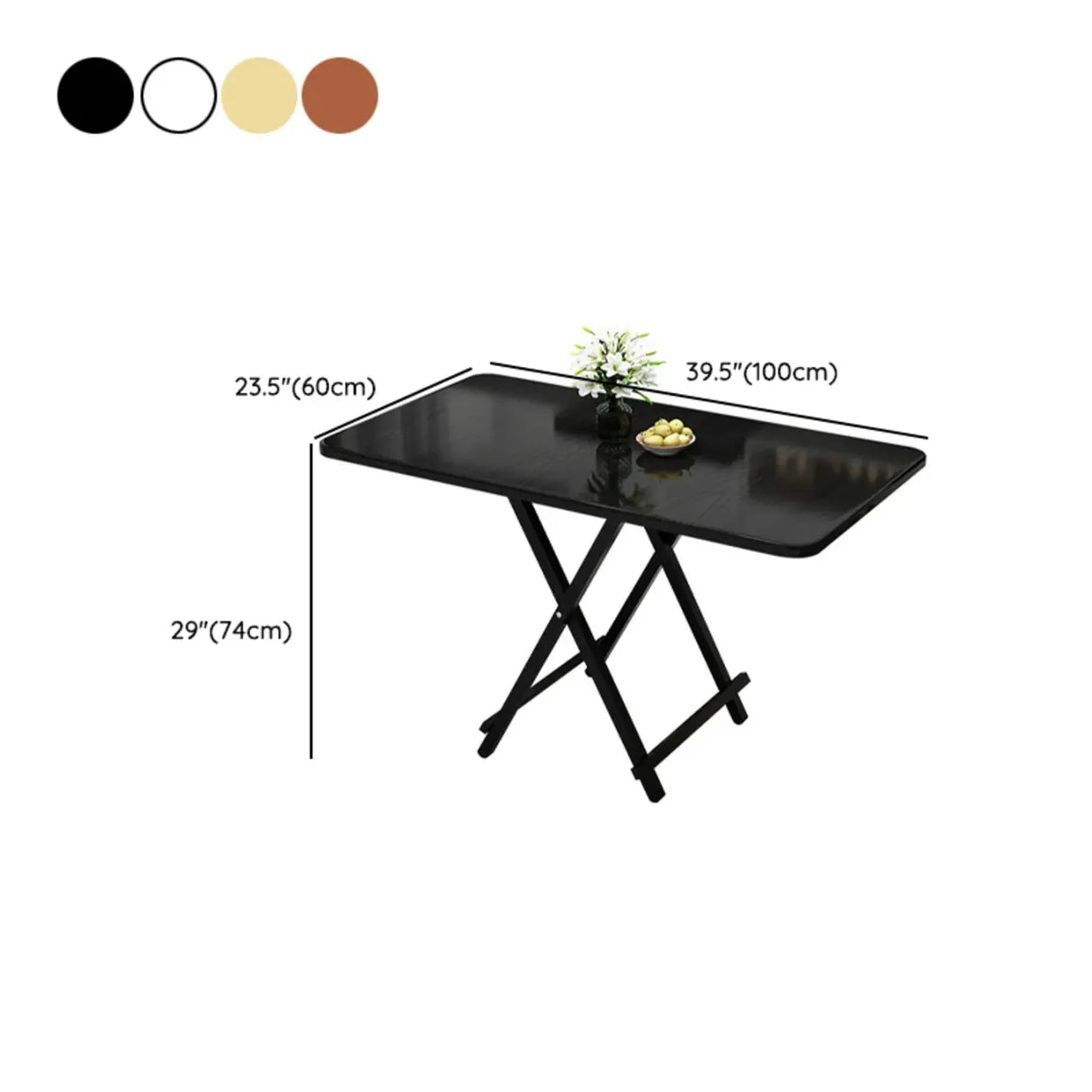 Contemporary Rectangular Wood Folding Black Dining Table 
