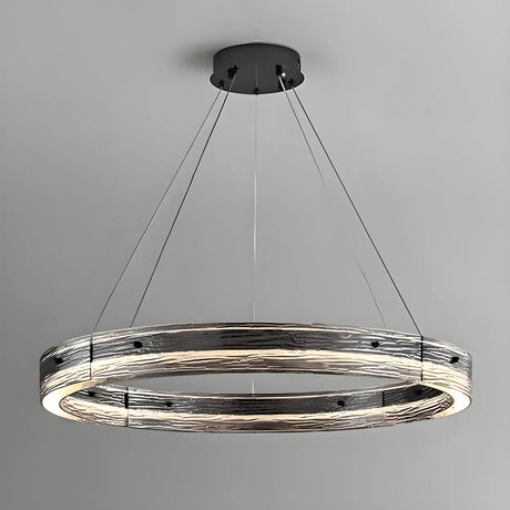 Contemporary Ring Acrylic Living Room Black Chandelier Image - 1